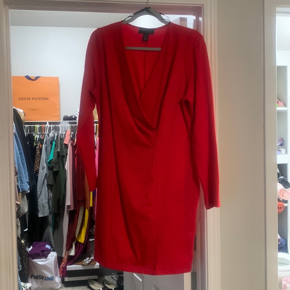 Red Forever 21 longsleeve short dress, perfect for cocktail hour!!